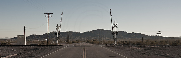 Deserted Desert Train Crossing