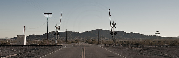 Deserted Desert Train Crossing
